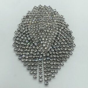 Vtg Rhinstone Kite Shaped Brooch w Fringe Tassels - 4” Length